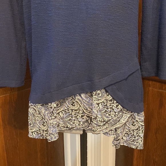 Westport blue High-Low Layered Paisley Print Top - Picture 3 of 6